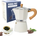 ORIJOYNA Aluminium Stovetop Espresso Maker - 3 Espresso Cups - 5 oz Moka Pot Italian Coffee Pot Espresso Maker for Gas and Electric Stove（White）