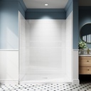 Shower Wall Panels, 32D x 60W x 78H, 1" Thick Solid Surface 4-Panel Shower Surround Kit, Waterproof, Glossy White Subway Tile Design, Drill Installation Required