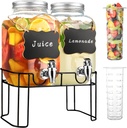 1 Gallon Glass Drink Dispensers For Parties，Lemonade Beverage Dispenser With Stand And Spigot For BBQ, Picnic, Party,Laundry Detergent Dispenser