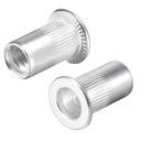 uxcell #10-24 Rivet Nuts Aluminium Alloy Knurled Flat Head Threaded Insert Nut Silver 50pcs