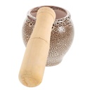1Set Traditional Manual Garlic Grinder Mortar and Pestle for Kitchen and Restaurant Use Multipurpose Spice and Medicine Crusher with Grooved Bottom for Enhanced Grinding Efficiency