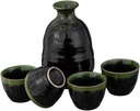 5-Piece Japanese Sake Set Include 1PC Sake Bottle and 4PCS Sake Cups Ceramic Sake Set Box